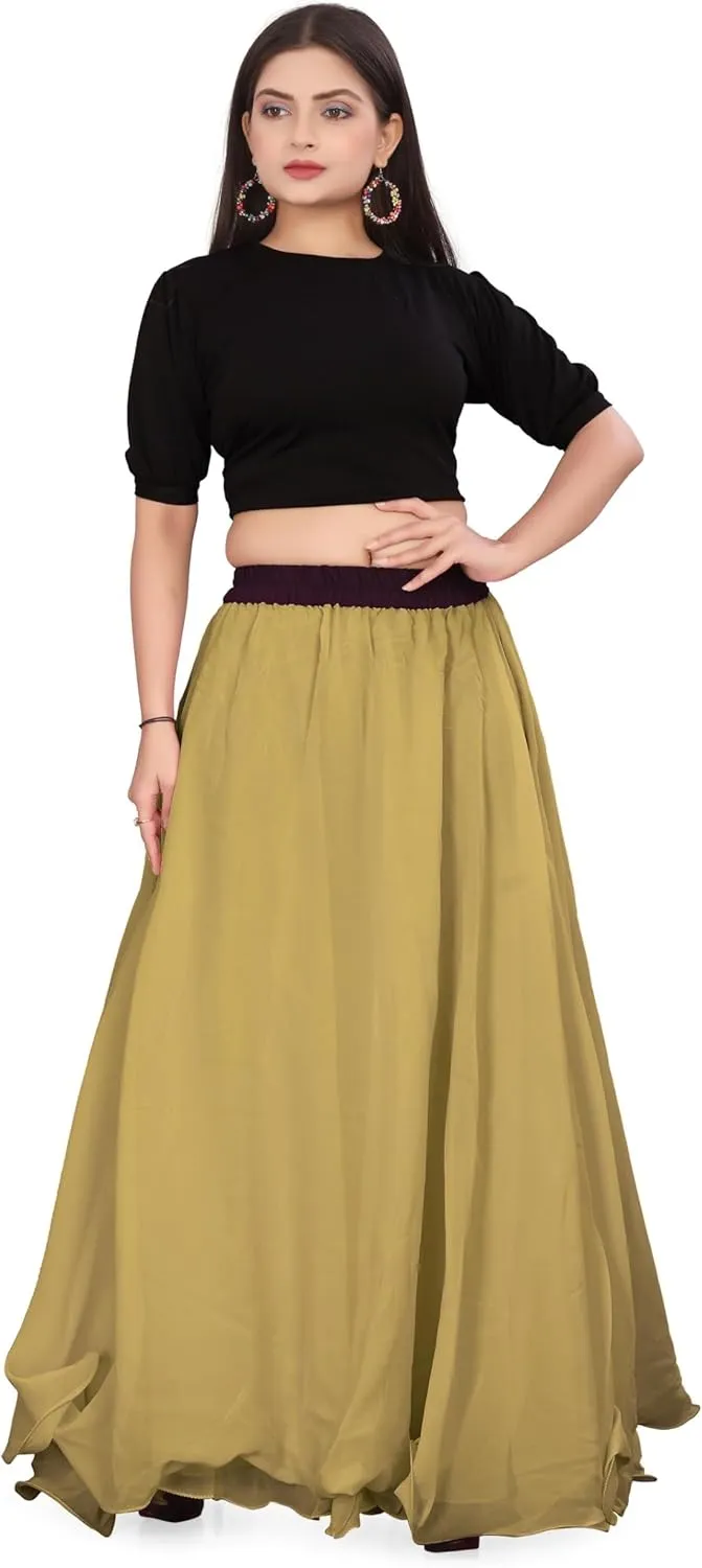 Chiffon Full Circle Belly Dance Skirt Wedding wear Maxi Chiffon Skirt for Women and Girls C12