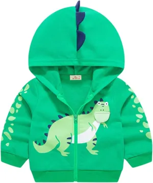 Children's Padded Coat Kids Toddler Baby Girls Boys Autumn Winter Dinosaur Print Cotton Hooded Coats Toddler Boy Winter