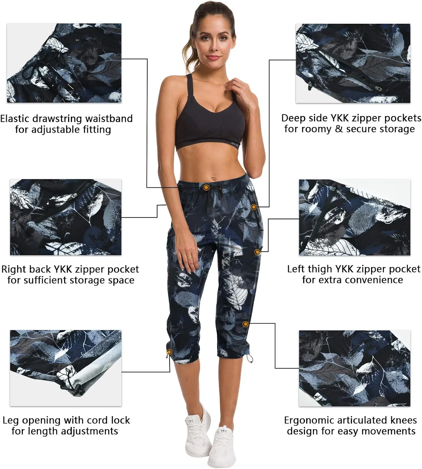 ChinFun Women's Hiking Capris Pants Outdoor Quick Dry Cargo Cropped Pants Water Resistant UPF 50 