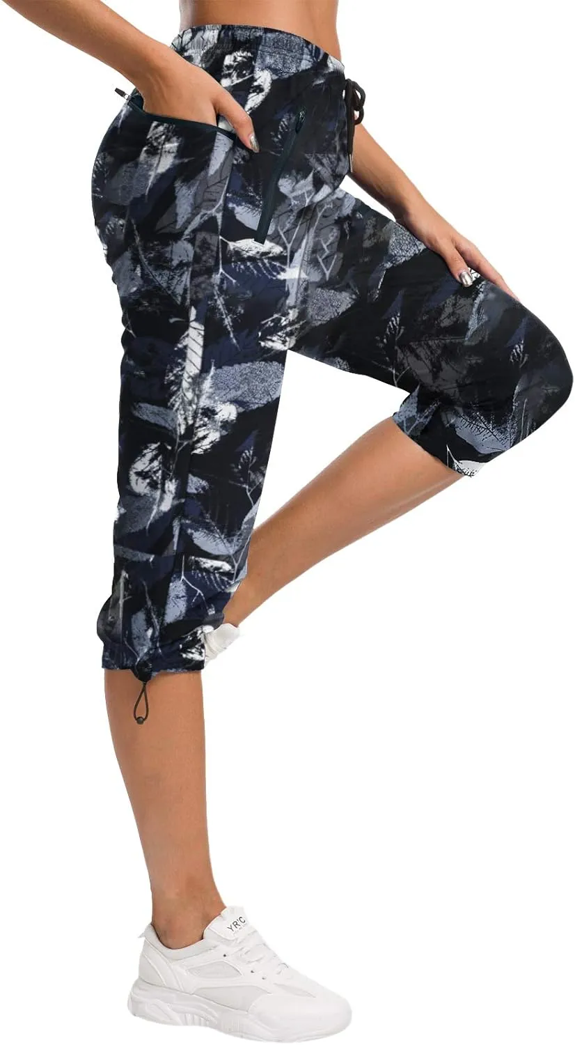 ChinFun Women's Hiking Capris Pants Outdoor Quick Dry Cargo Cropped Pants Water Resistant UPF 50 