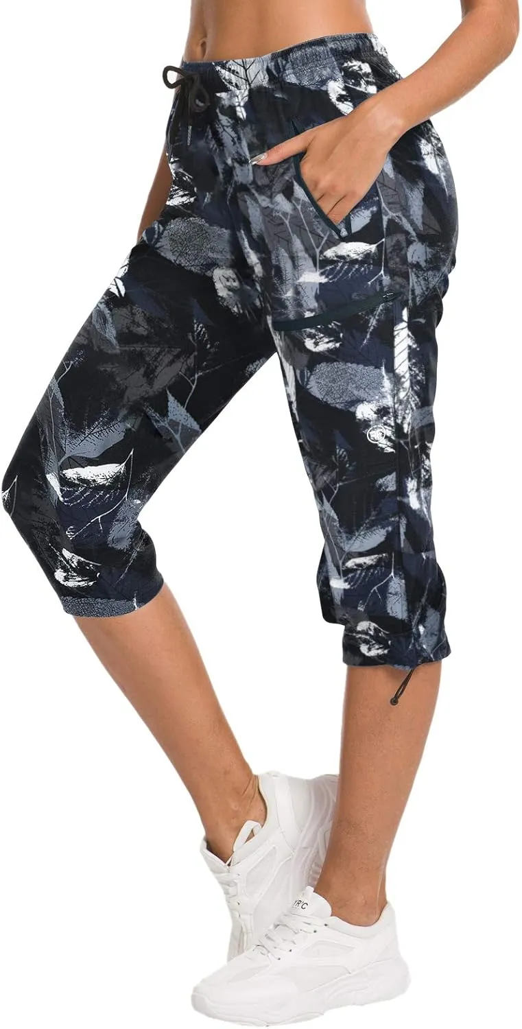 ChinFun Women's Hiking Capris Pants Outdoor Quick Dry Cargo Cropped Pants Water Resistant UPF 50 