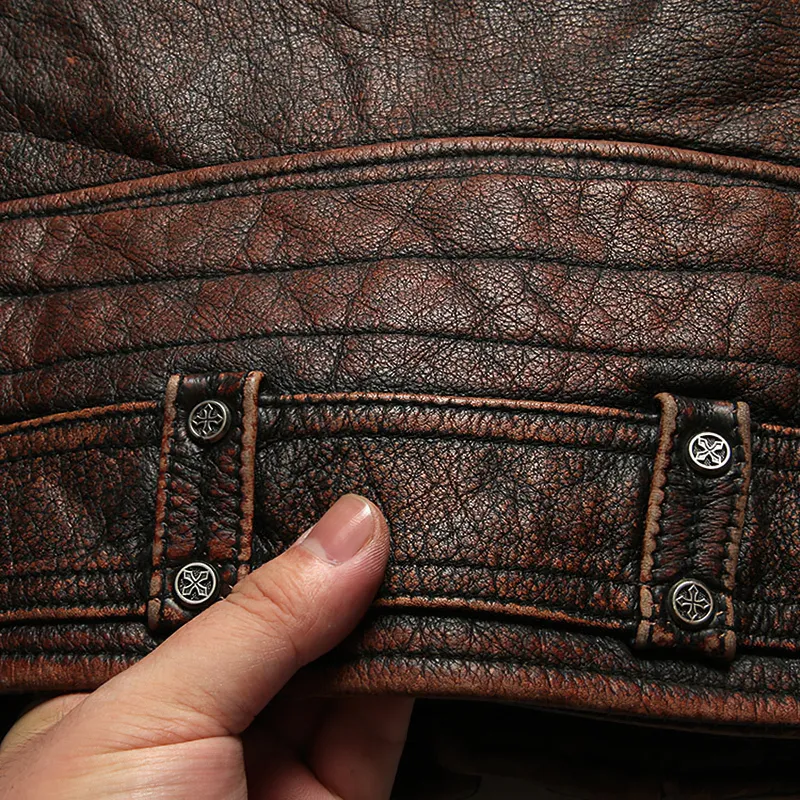 CLEARANCE / Vintage Heavy Genuine Leather Motorcycle Biker Vest for Men - US