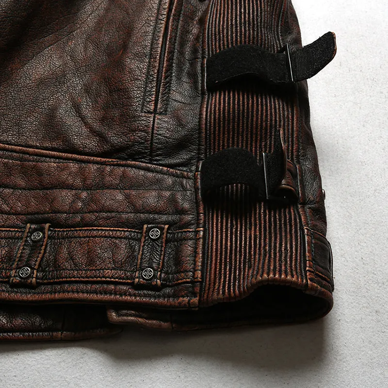 CLEARANCE / Vintage Heavy Genuine Leather Motorcycle Biker Vest for Men - US