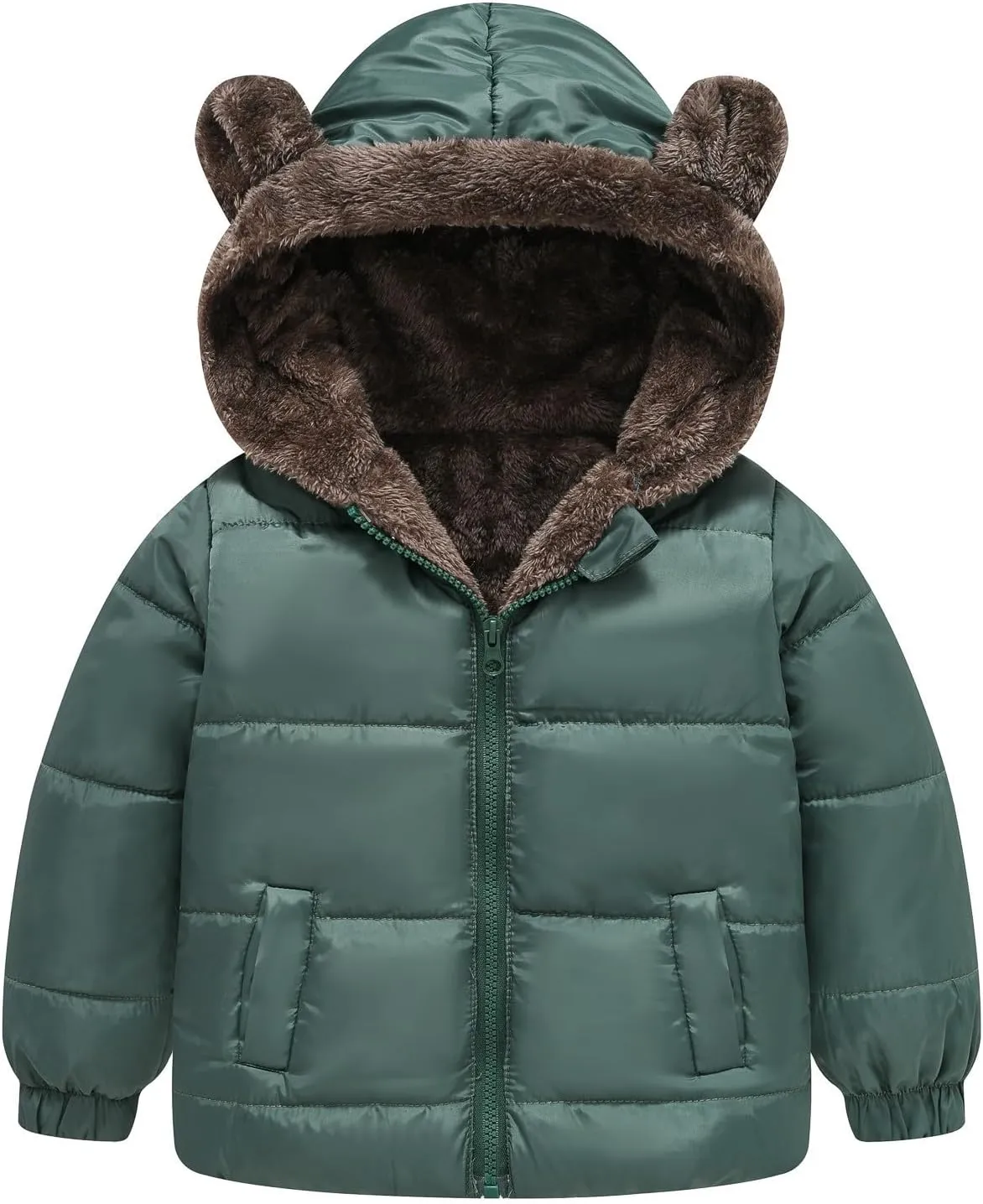 Coattail Jacket Boys Boys and Girls Middle Children Solid Color Ears Cute Pocket Short Cotton Padded Kids Anorak