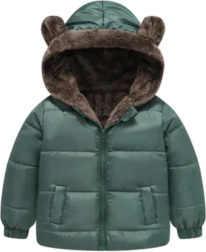 Coattail Jacket Boys Boys and Girls Middle Children Solid Color Ears Cute Pocket Short Cotton Padded Kids Anorak