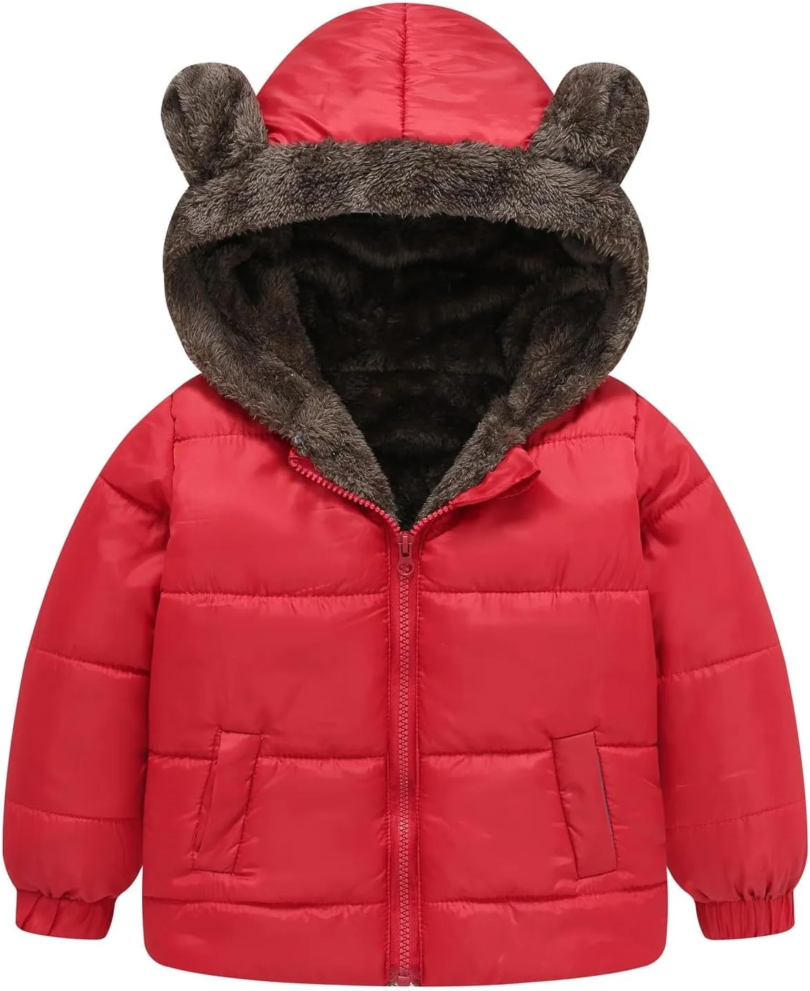 Coattail Jacket Boys Boys and Girls Middle Children Solid Color Ears Cute Pocket Short Cotton Padded Kids Anorak