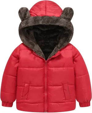 Coattail Jacket Boys Boys and Girls Middle Children Solid Color Ears Cute Pocket Short Cotton Padded Kids Anorak