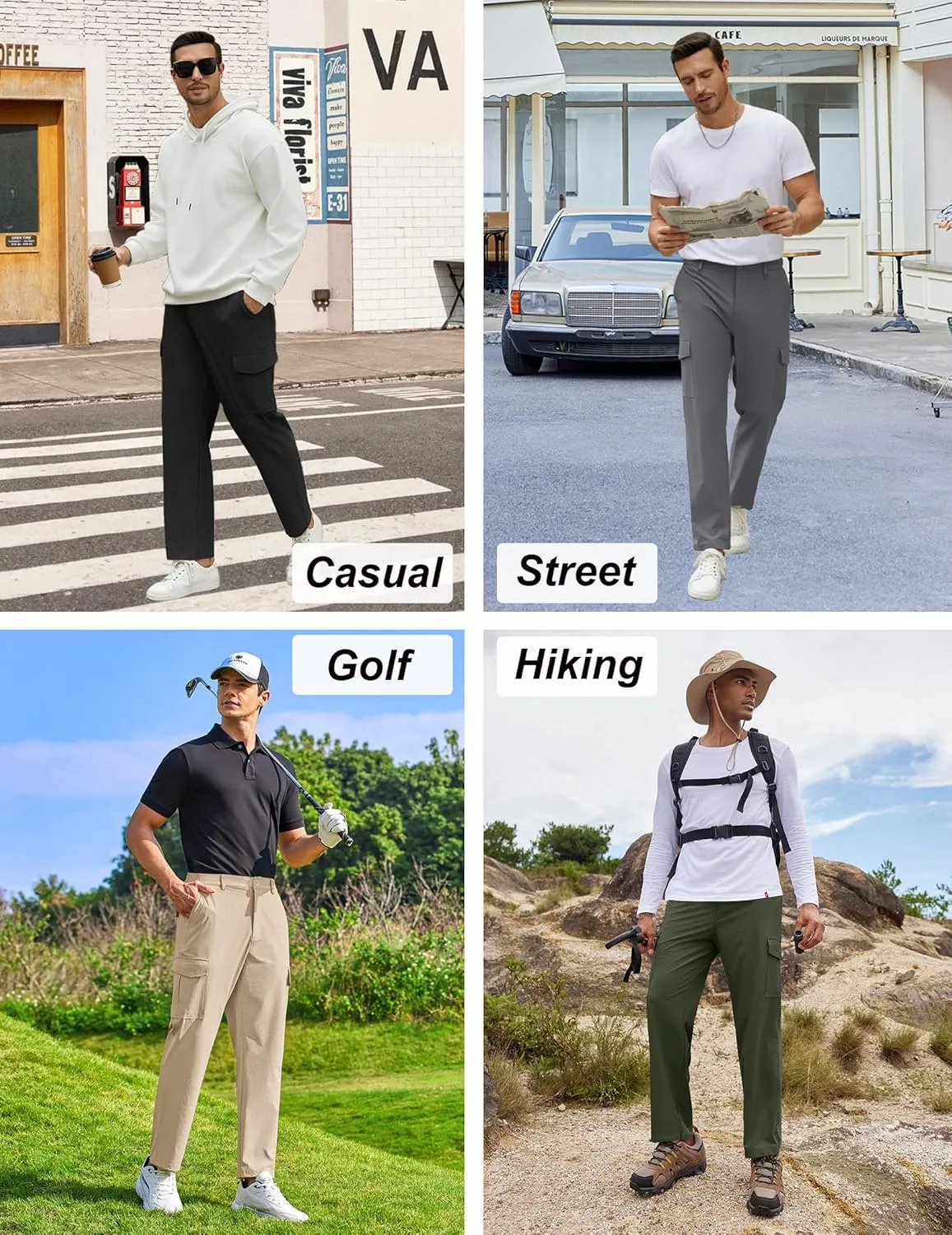 COOFANDY Men's Casual Pants Lightweight Hiking Cargo Pants Stretch Outdoor Work Pant with Multi Pockets