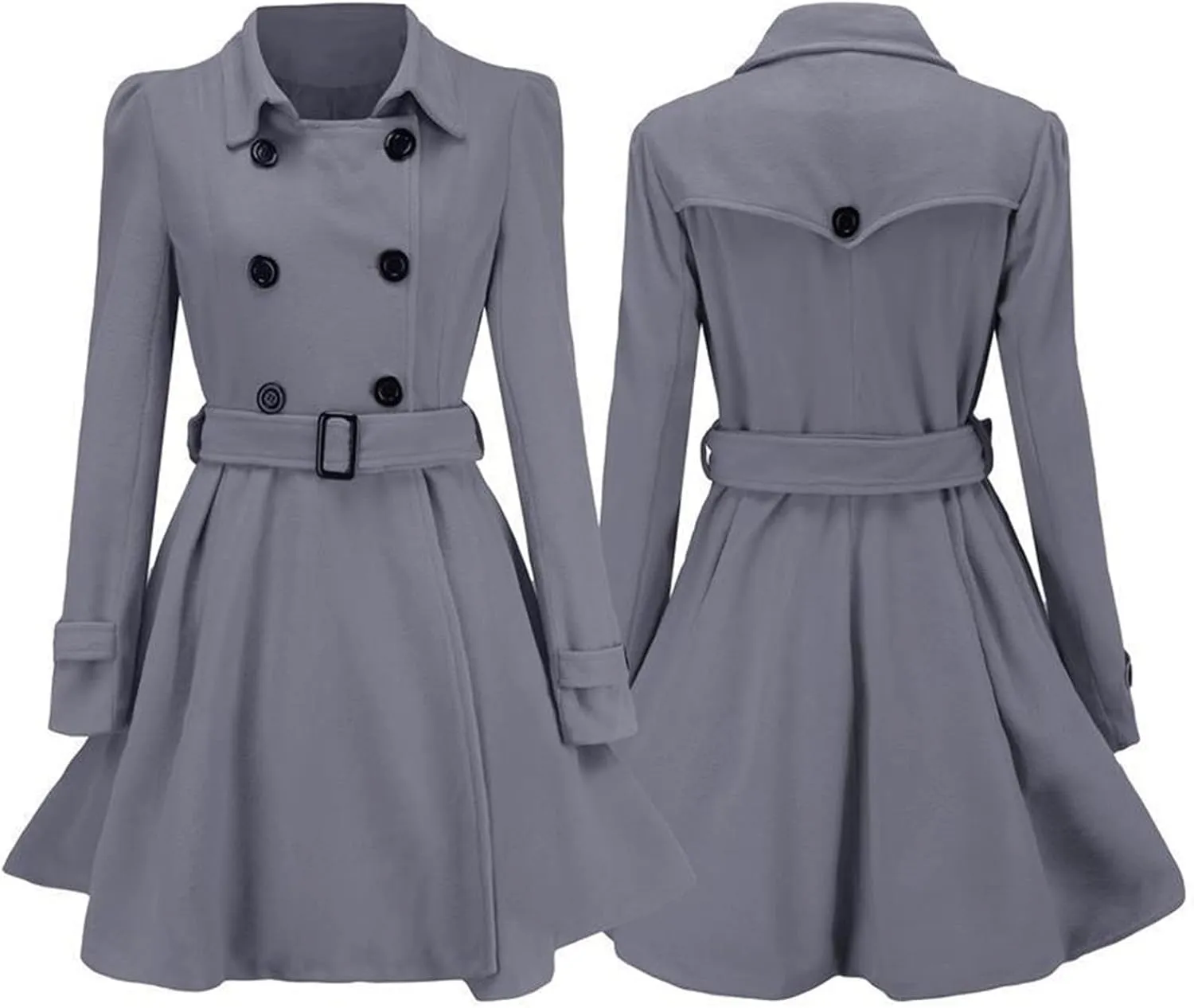cooki Winter Coats Womens 2024 Fashion Trench Coat Lapel Double Breasted Thick A Line Pea Coats Jacket with Pockets