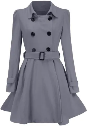 cooki Winter Coats Womens 2024 Fashion Trench Coat Lapel Double Breasted Thick A Line Pea Coats Jacket with Pockets