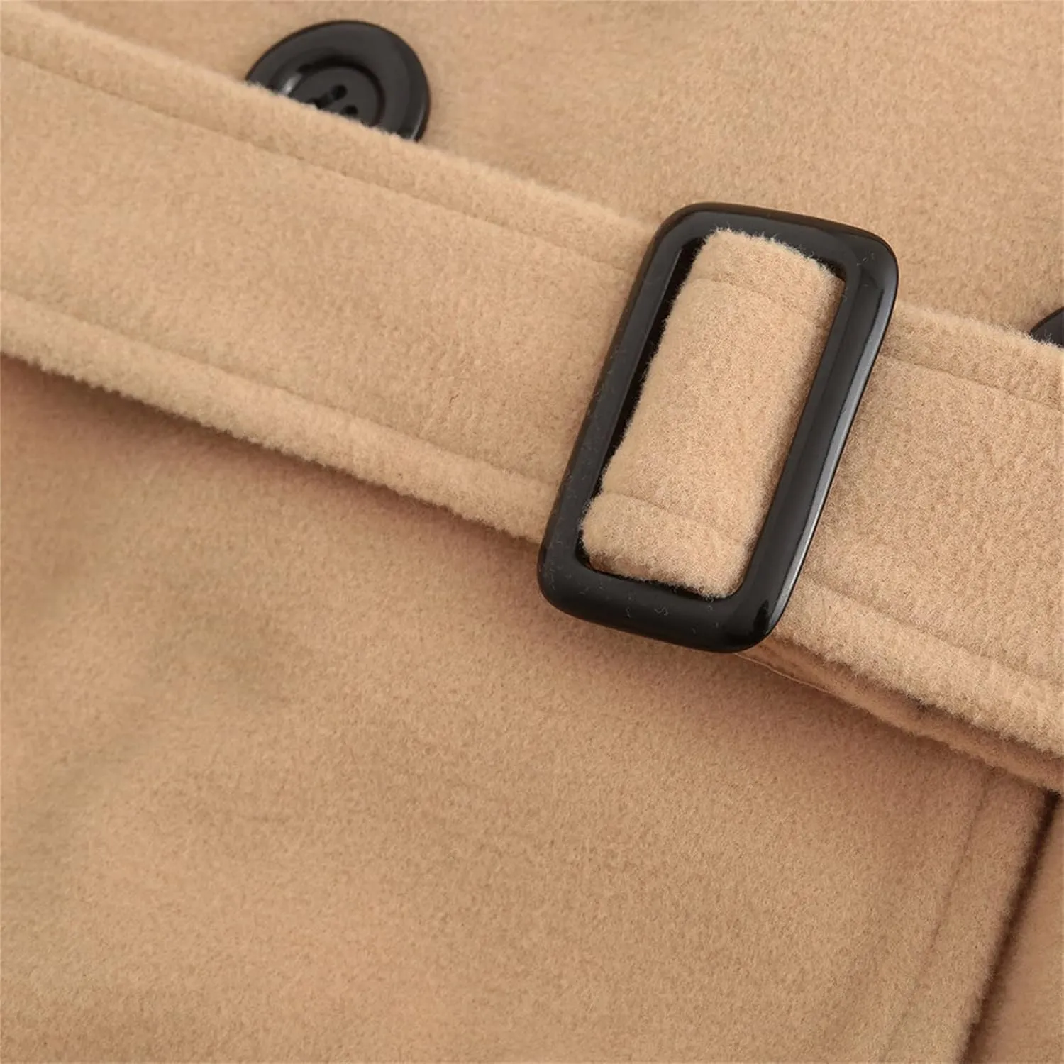 cooki Winter Coats Womens 2024 Fashion Trench Coat Lapel Double Breasted Thick A Line Pea Coats Jacket with Pockets