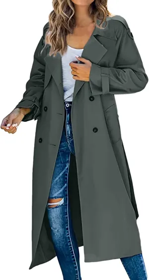 cooki Winter Jacket for Women 2024 Casual Women's Double Breasted Long Trench Coat Windproof Classic Lapel Slim Overcoats