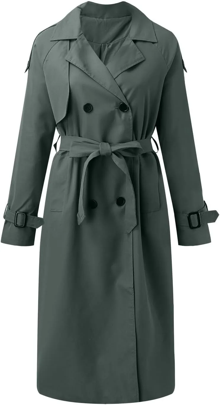 cooki Winter Jacket for Women 2024 Casual Women's Double Breasted Long Trench Coat Windproof Classic Lapel Slim Overcoats