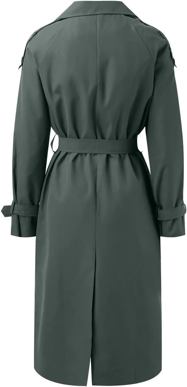 cooki Winter Jacket for Women 2024 Casual Women's Double Breasted Long Trench Coat Windproof Classic Lapel Slim Overcoats