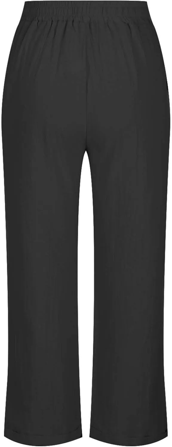 Cotton Linen Cropped Pants for Women Fashion Drawstring Solid Pant Boho Beach Comfy Slacks 2025 Summer Travel Clothes