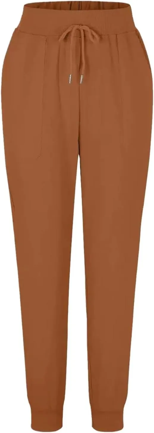 Cotton Linen Pants for Women Summer Causal Baggy Wide Leg Pants Loose Solid Drawstring Elastic High Waist Beach Trouser
