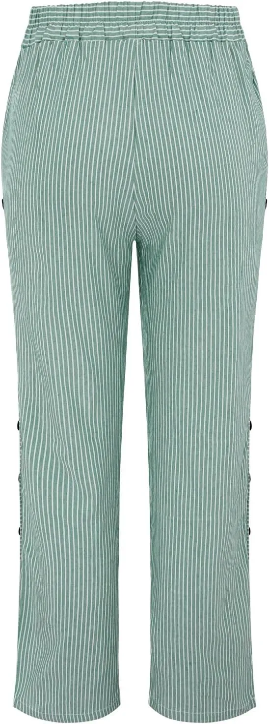 Cotton Linen Pants Women Casual Pant Lightweight Summer Elastic Waist Plus Size Lounge Long Trousers