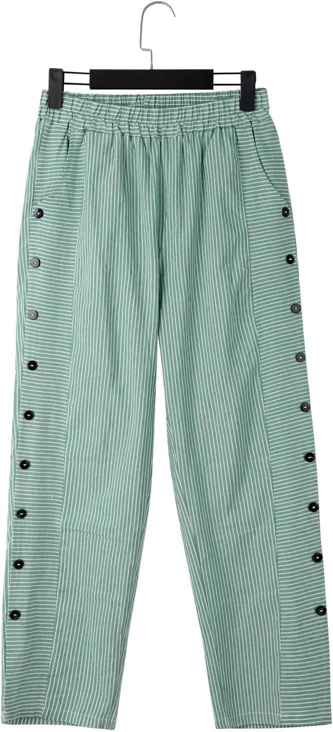 Cotton Linen Pants Women Casual Pant Lightweight Summer Elastic Waist Plus Size Lounge Long Trousers