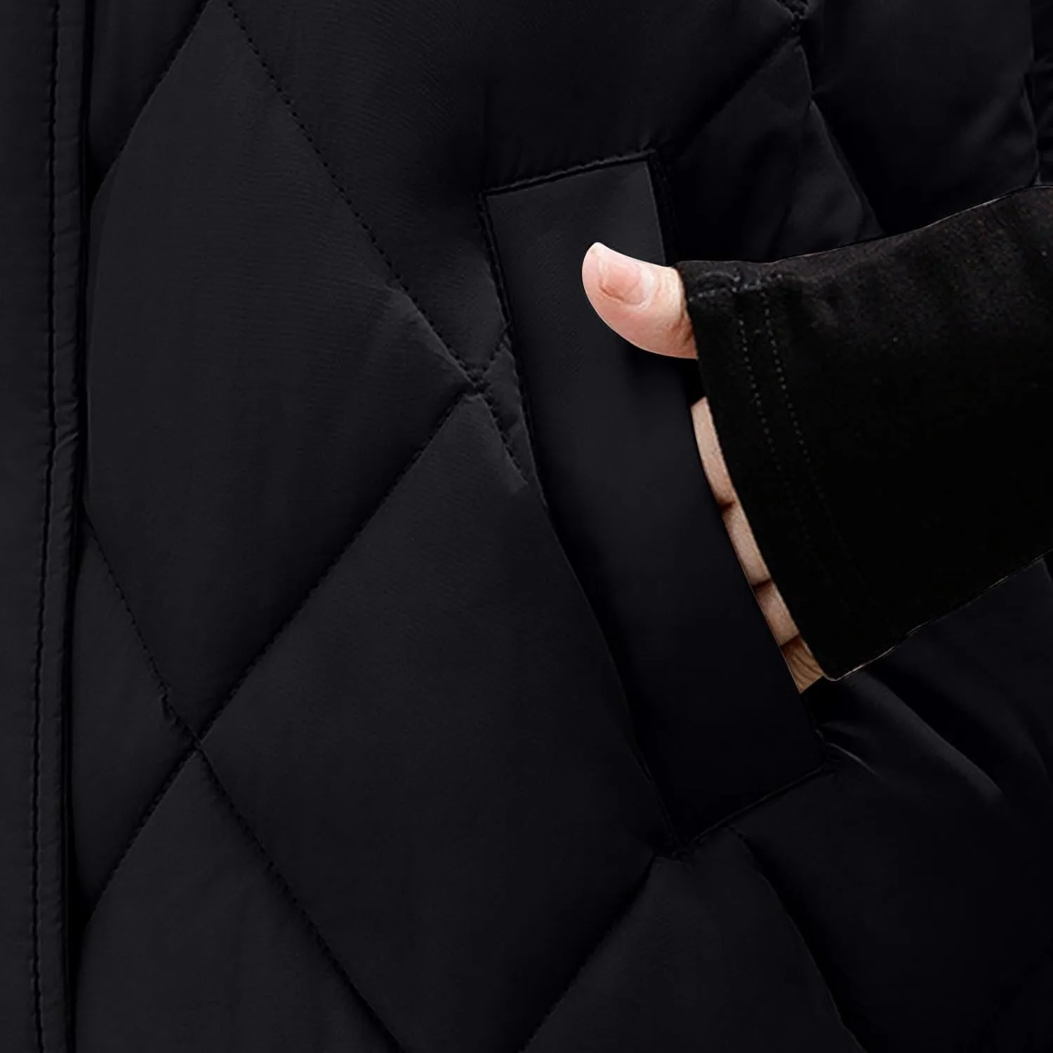 Cotton-Padded Gilet for Women Diamond Sleeveless Hooded Vest Lightweight Stand Collar Zip Up Open Thicken Waistcoat