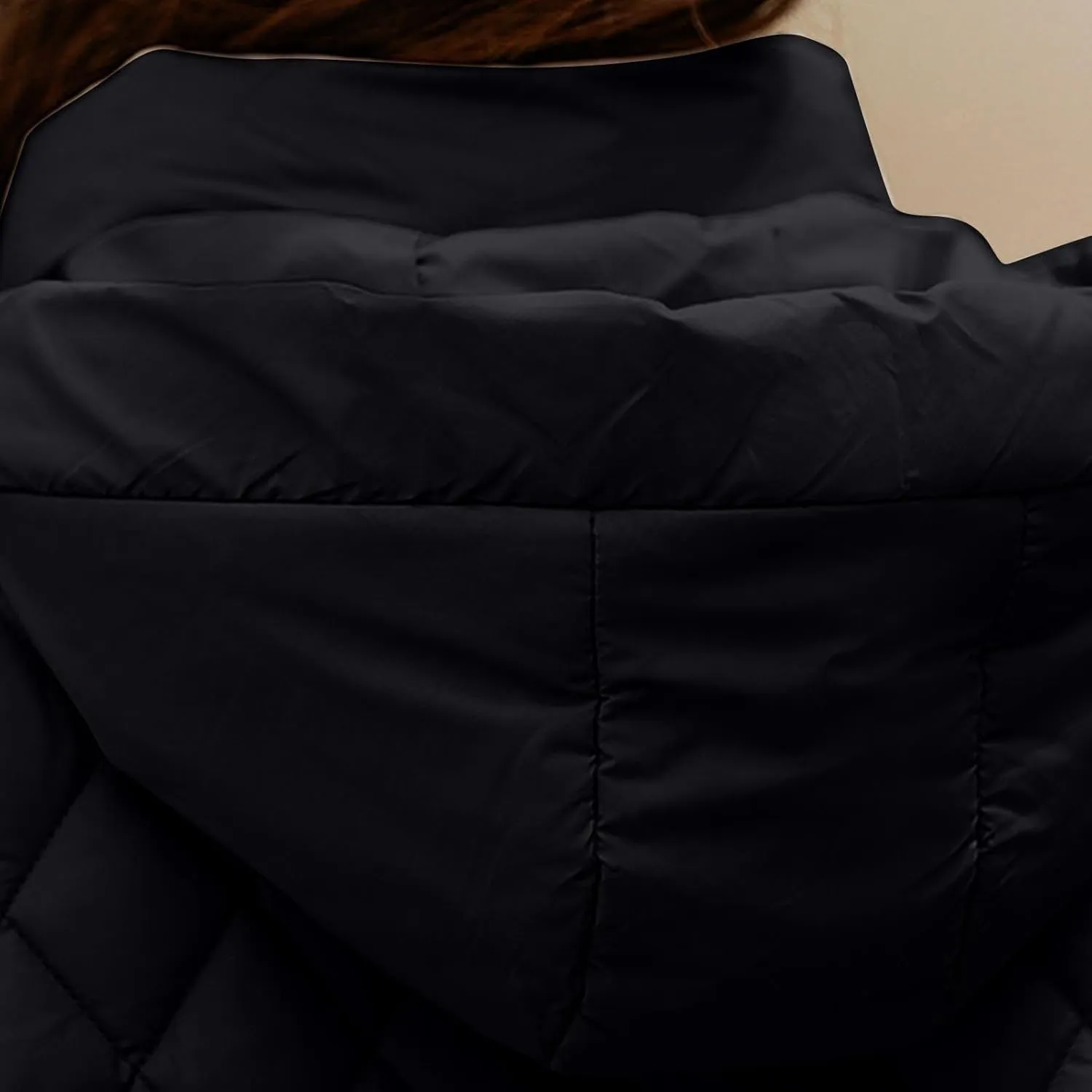 Cotton-Padded Gilet for Women Diamond Sleeveless Hooded Vest Lightweight Stand Collar Zip Up Open Thicken Waistcoat