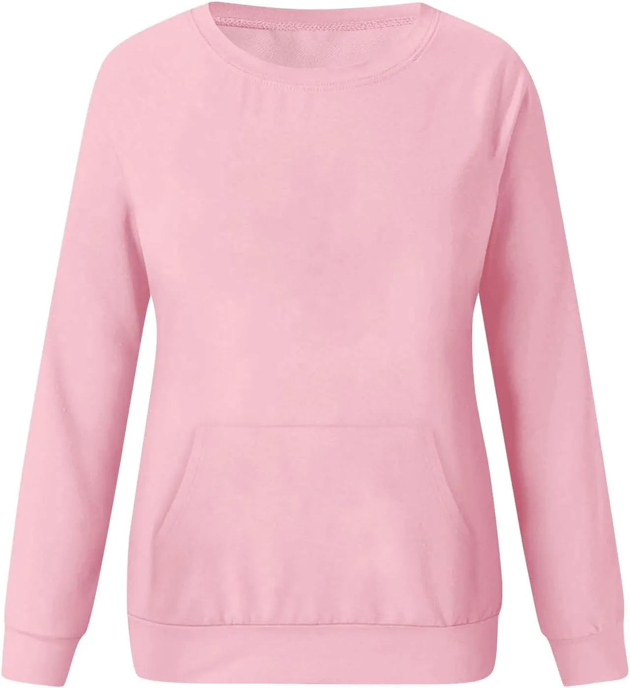 Crewneck Sweatshirts Women Fleece Sweatshirt with Pocket Long Sleeve Shirts Hoodies Pullover Cute Sweaters Tops