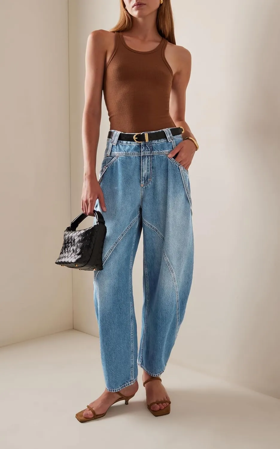D-Sun Women Baggy Barrel Jeans Wide Leg High Waist Jeans Barrel Denim Pants Boyfriend Y2K