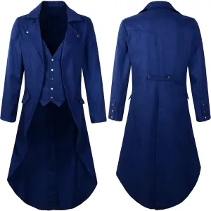 Dademeo Steampunk Gothic Coat Winter Jacket Solid Cardigan Long Sleeve Casual Trench Coat Long Sleeve High Low Button Coat