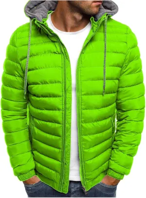 Dgoopd Men's Packable Puffer Jacket Detachable Hood Lightweight Winter Jacket Down Bubble Coat Winter Quilted Padded Jacket