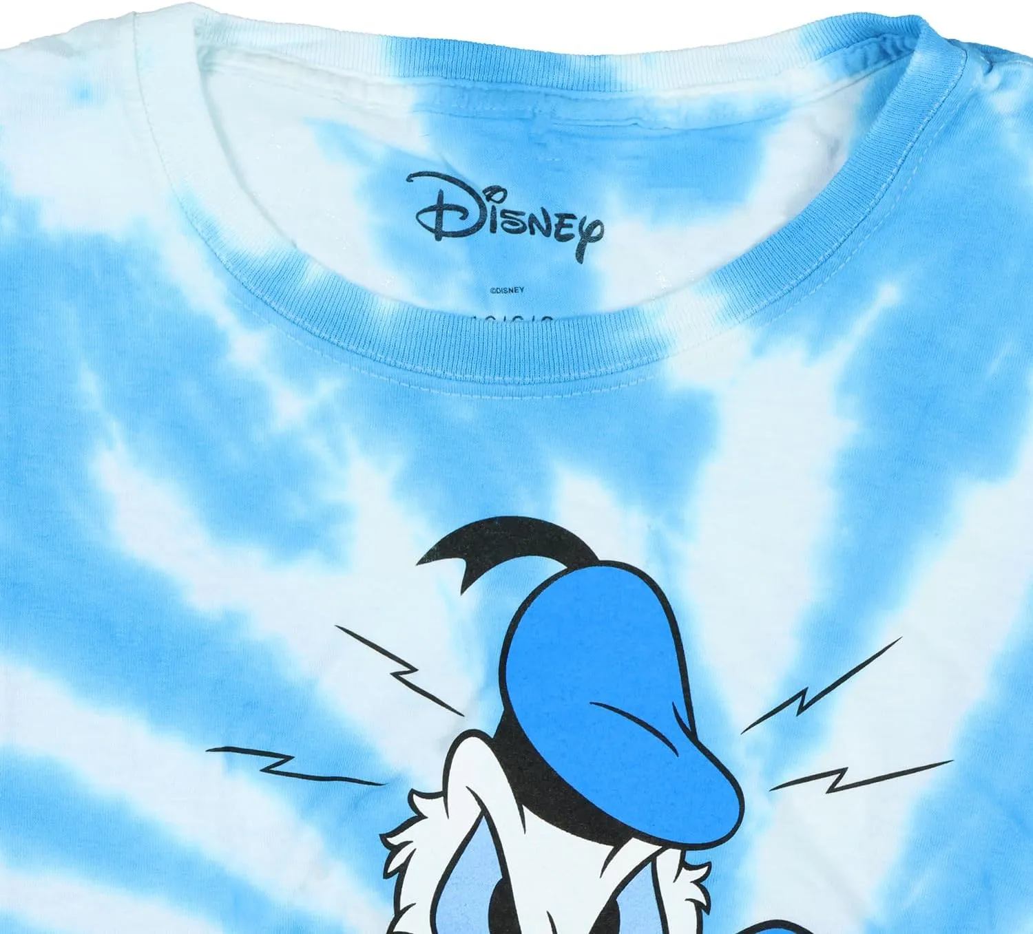 Disney Donald Duck Men's Angry Walk Spiral Tie-Dye Design Adult Short Sleeve Crewneck T-Shirt