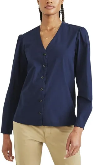 Dockers Women's Classic Fit Long Sleeve V-neck Shirt