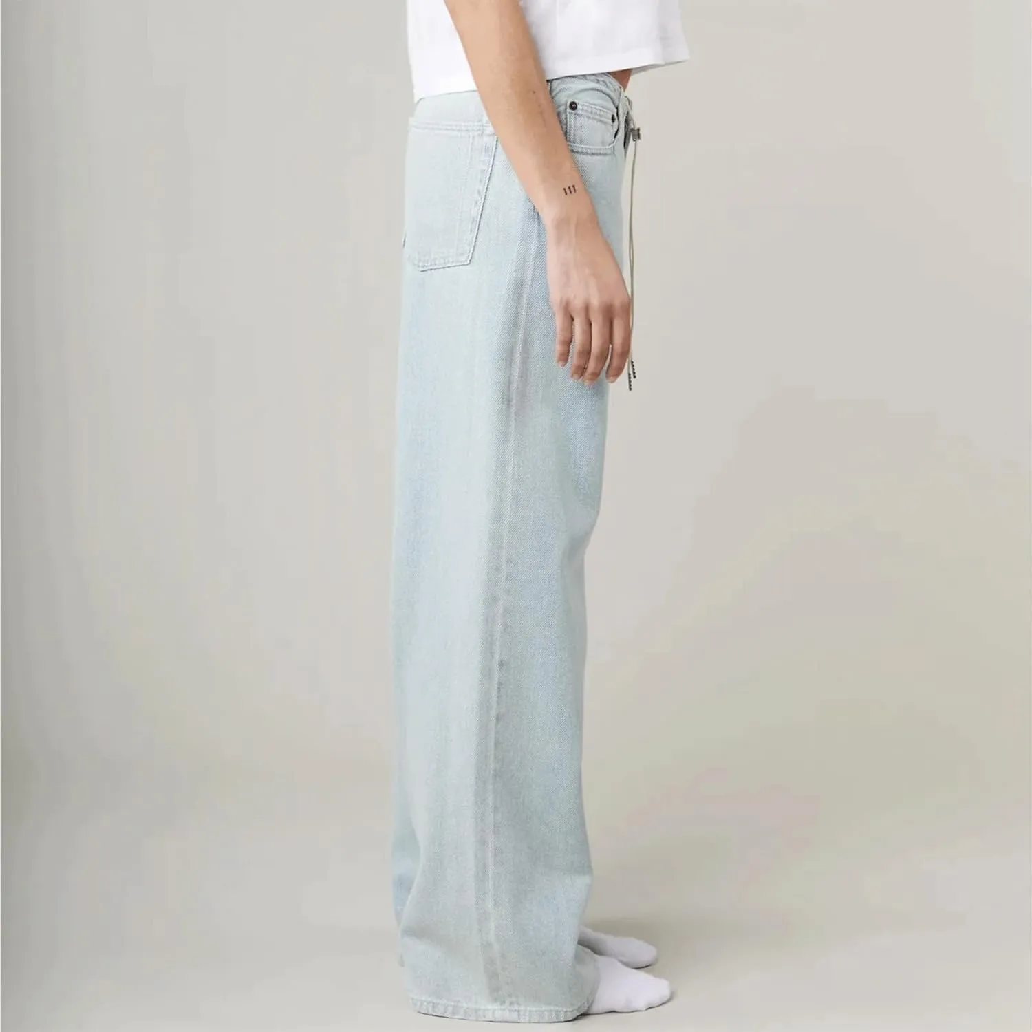 Drawstring Jeans Women Wide Leg Baggy Denim Pants Streetwear Vintage Y2K Clean Girl Cute Jeans