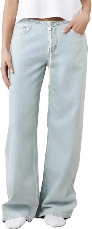 Drawstring Jeans Women Wide Leg Baggy Denim Pants Streetwear Vintage Y2K Clean Girl Cute Jeans