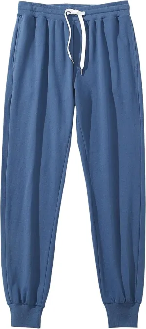 Drawstring Sweatpants Men Slim Fit Jogger Style Bottoms Workout Lounge Pants Daily Wear Elastic Waist Comfy