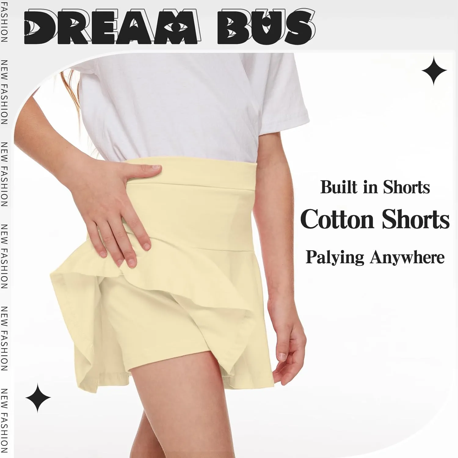 DREAM BUS Girl Pleated Skirts Built in Shorts Little Kid Tennis Skorts Toddler Girl Athletic Skorts Flowy Skirts