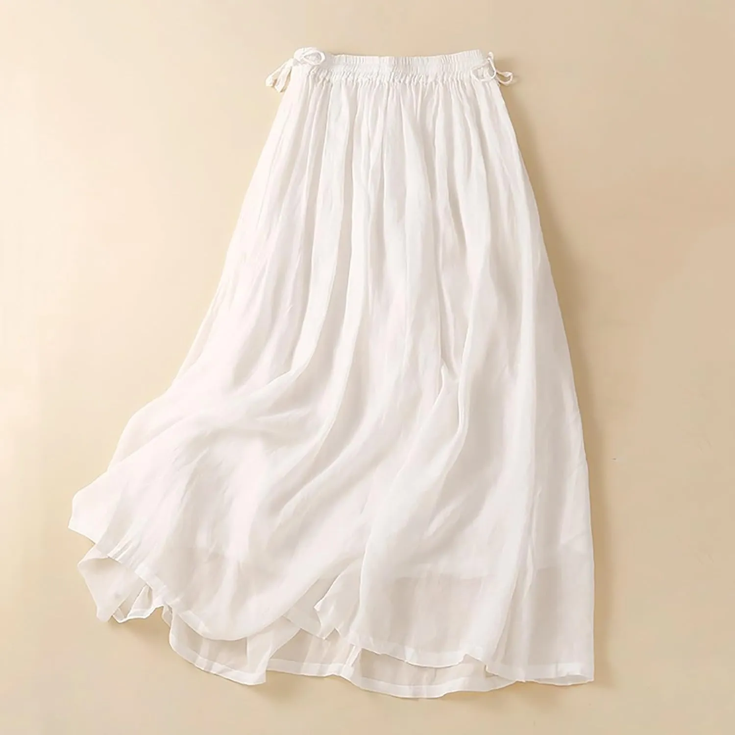 Embroidery Maxi Skirts for Women with Pockets Midi Length Long Skirt Casual Beach Party Holiday Cotton Linen Skirt