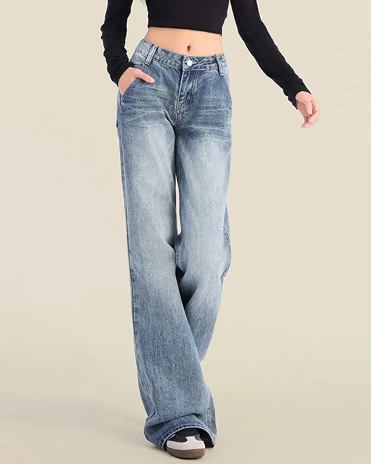 EMMIOL Womens Wide Leg Jeans Straight Baggy Boyfriend Low Rise Denim Pants Flare Jeans Trendy Outfits