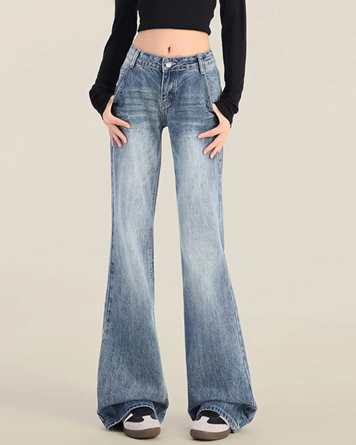 EMMIOL Womens Wide Leg Jeans Straight Baggy Boyfriend Low Rise Denim Pants Flare Jeans Trendy Outfits