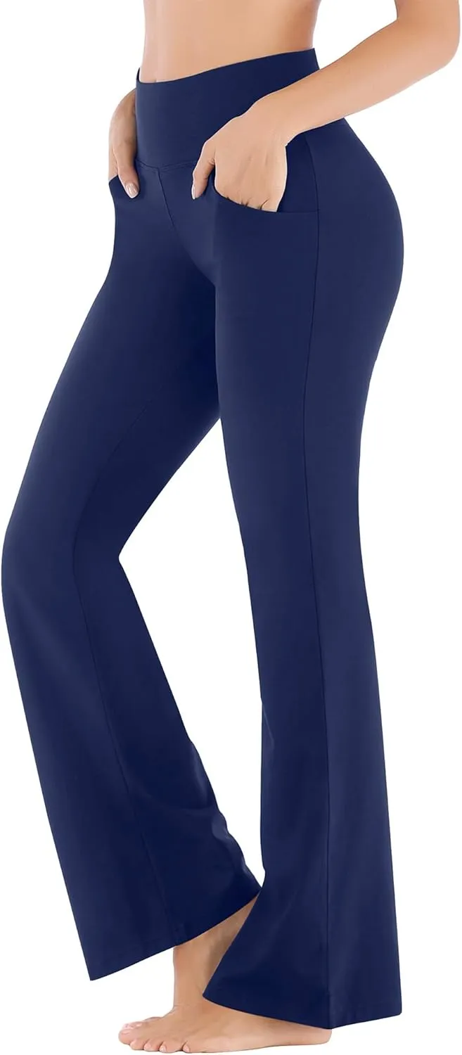 Ewedoos Bootcut Yoga Pants with Pockets for Women Wide Leg Pants Woman High Waisted Stretchy Work Pants for Yoga Workout