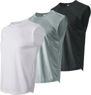 Facitisu Men Sleeveless Shirts Athletic Tank Tops Pack Muscle Tee Workout Quick Dry Gym Shirts