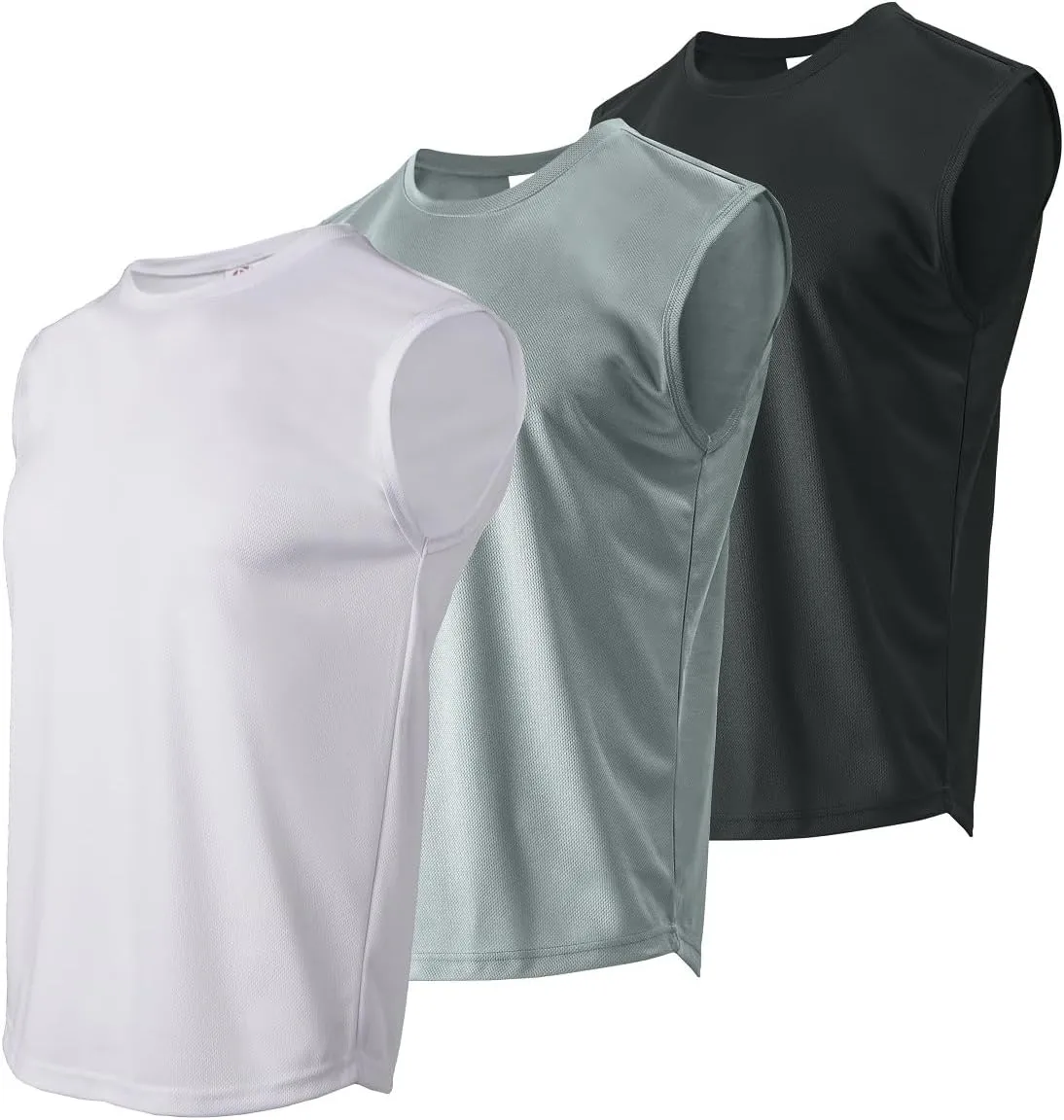 Facitisu Men Sleeveless Shirts Athletic Tank Tops Pack Muscle Tee Workout Quick Dry Gym Shirts