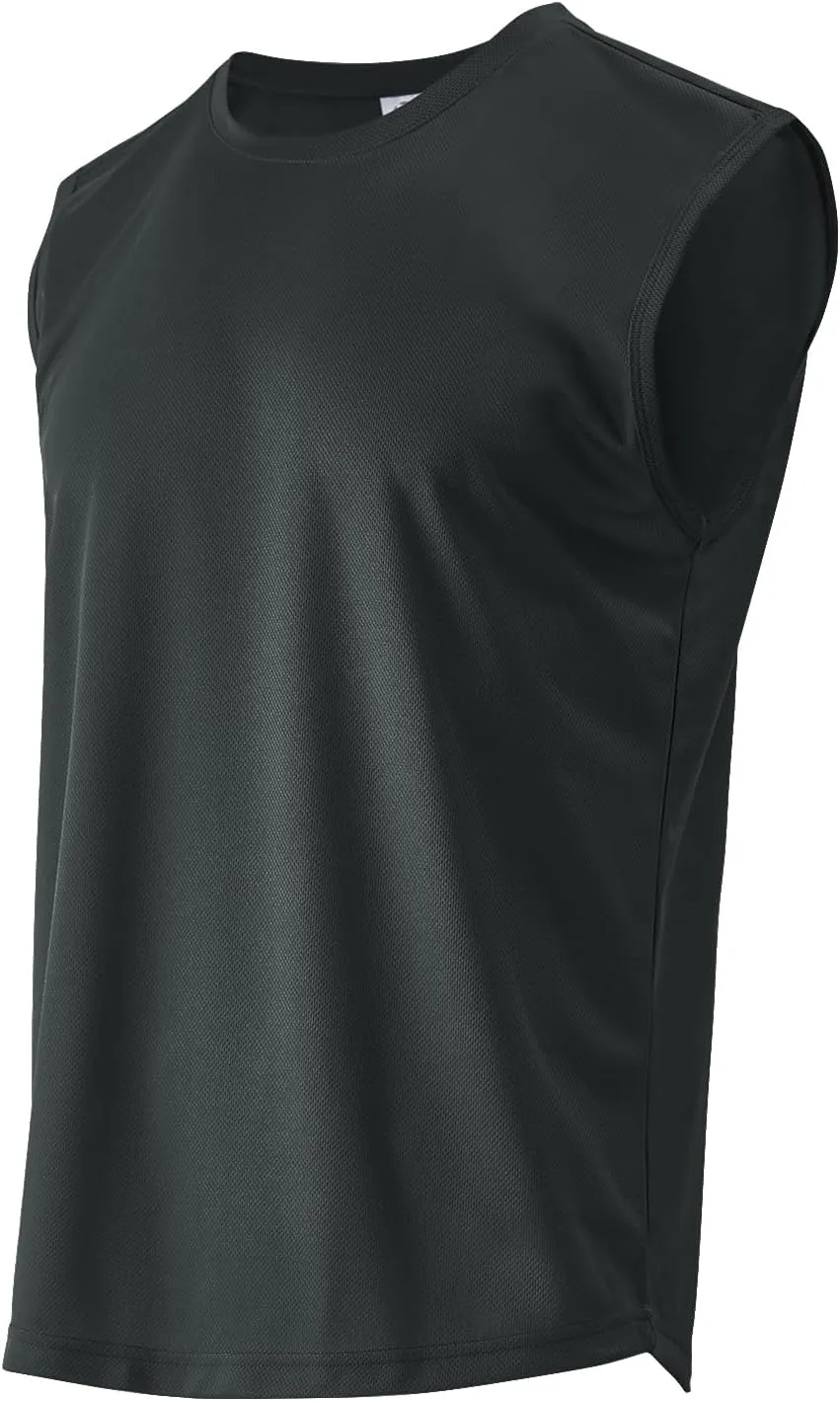 Facitisu Men Sleeveless Shirts Athletic Tank Tops Pack Muscle Tee Workout Quick Dry Gym Shirts