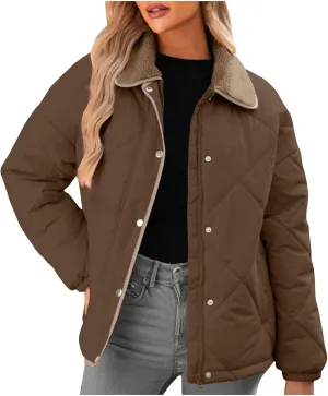 Fall Winter Jackets for Women 2024 Warm Quilted Jackets Lightweight Casual Puffer Jacket Padded Down Coat Outerwear