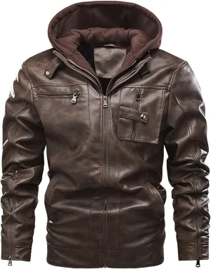 Faux Leather Jackets for Men,Big and Tall Slim Sherpa Lined Winter Warm Outwear Bomber Motorcycle Coats with Pocket