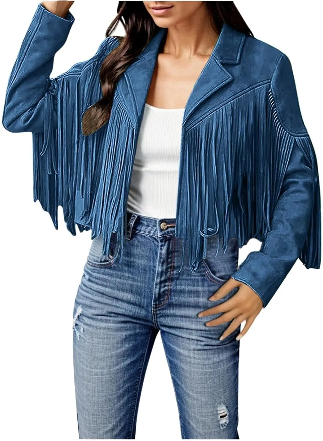 Faux Leather Jackets for Women 2025 Fashion Moto Biker Jacket Fall Winter Fringe Cowboy Cropped Jacket Cool Cardigan