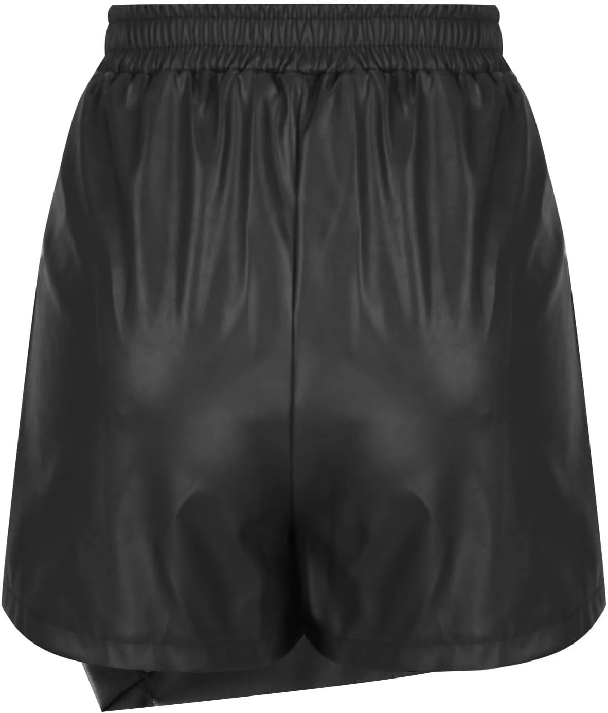 Faux Leather Skirts for Women Casual High Waisted PU Leather Skorts Summer Elastic Waist Ruched Wrap Skorts Skirts