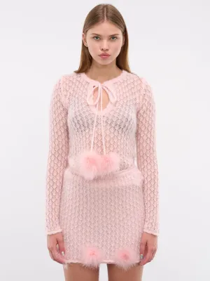 Feather Knit Cardigan (A44-4M121A-N0115-POWDER-PINK)