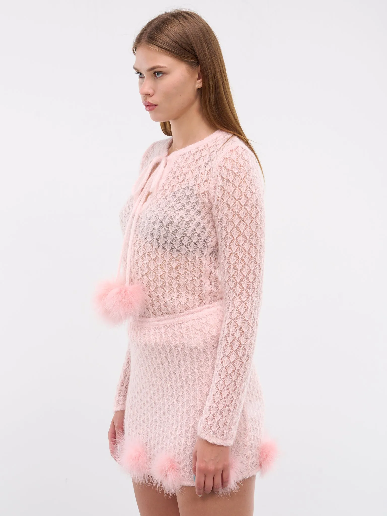 Feather Knit Cardigan (A44-4M121A-N0115-POWDER-PINK)