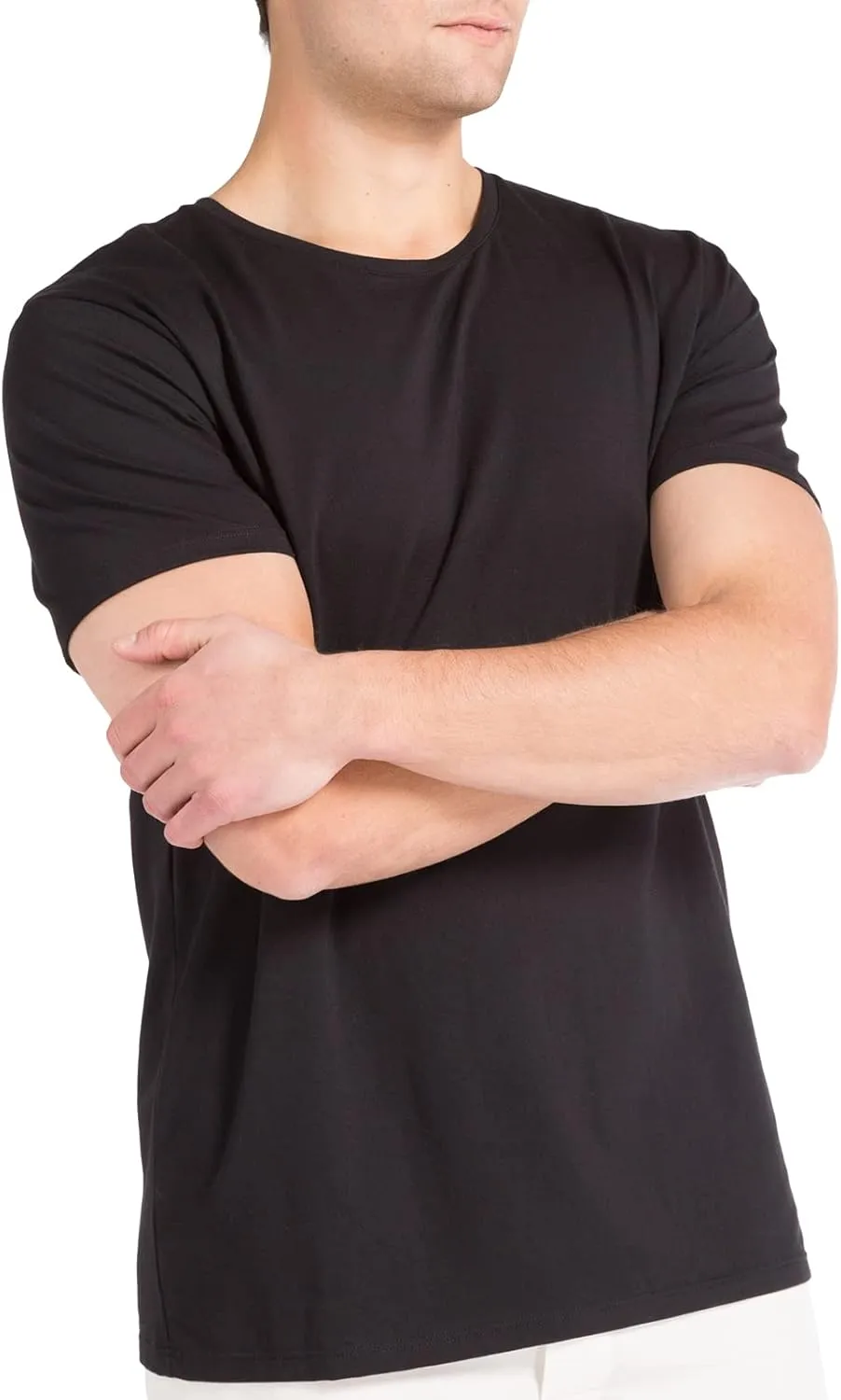 Fishers Finery Men's Classic Crew Neck Comfort Soft Keep Tucked Undershirt - Breathable Cotton Modal Blend T-Shirt