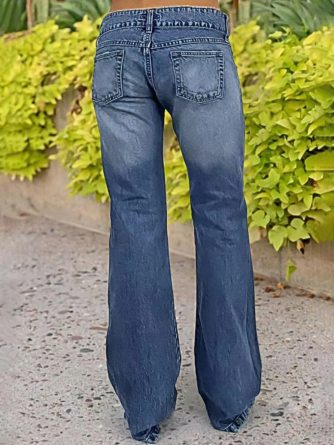Flamingals Low Rise Flare Jeans for Women Trendy Y2K Button Side Bell Bottom Bootcut Jeans