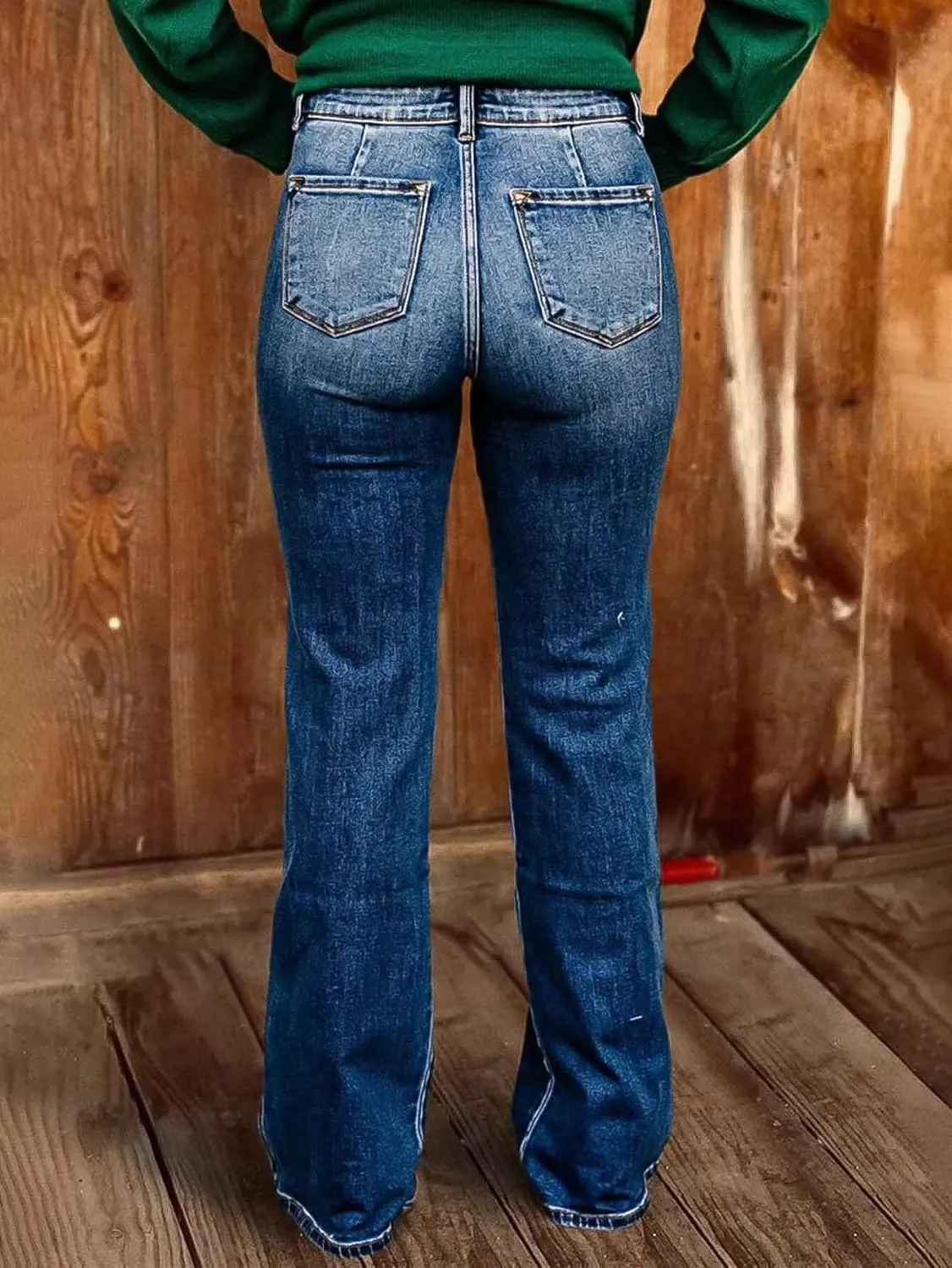 Flamingals Straight Leg Jeans for Women High Waist Casual Wash Stretchy Denim Jeans